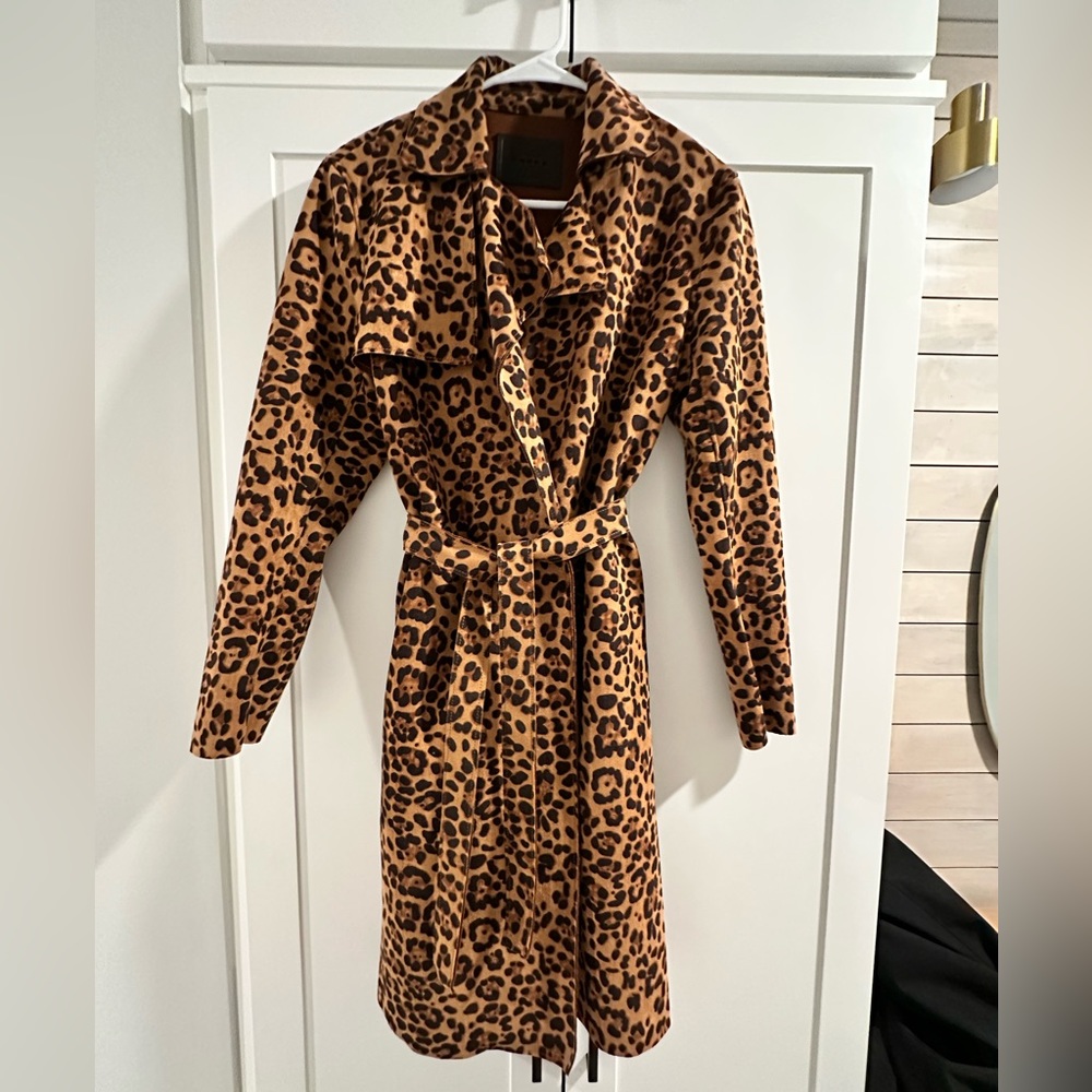 Blank NYC cheat print suede trench jacket.